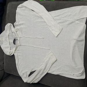 💥50% sale💥Tahari semi sheer knit hoodie S/M #b663